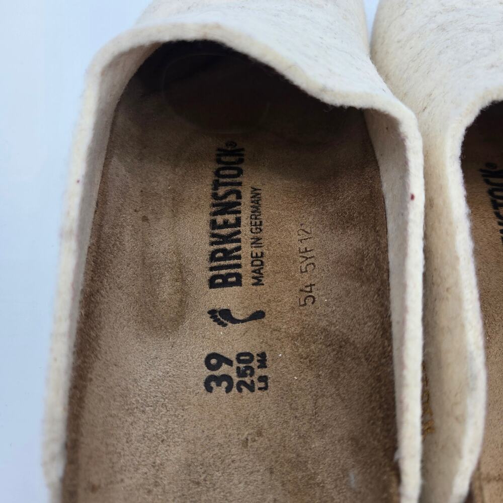 NIB Birkenstock Amersterdam 39 8-8.5 Wool Clog Slides Mules Eggshell Cream White - Picture 6 of 11